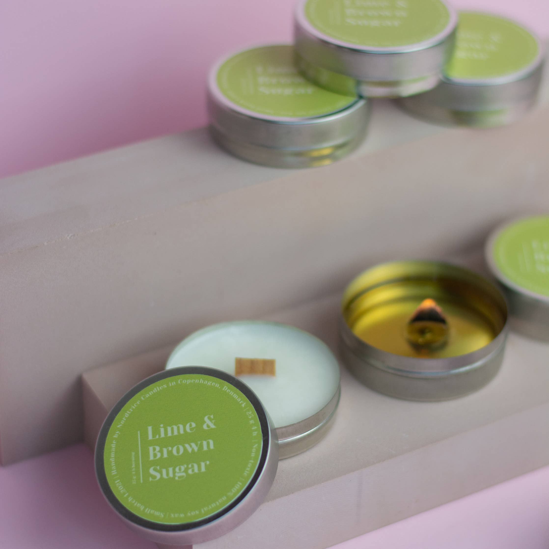 candela in cera vegetale lime e zucchero