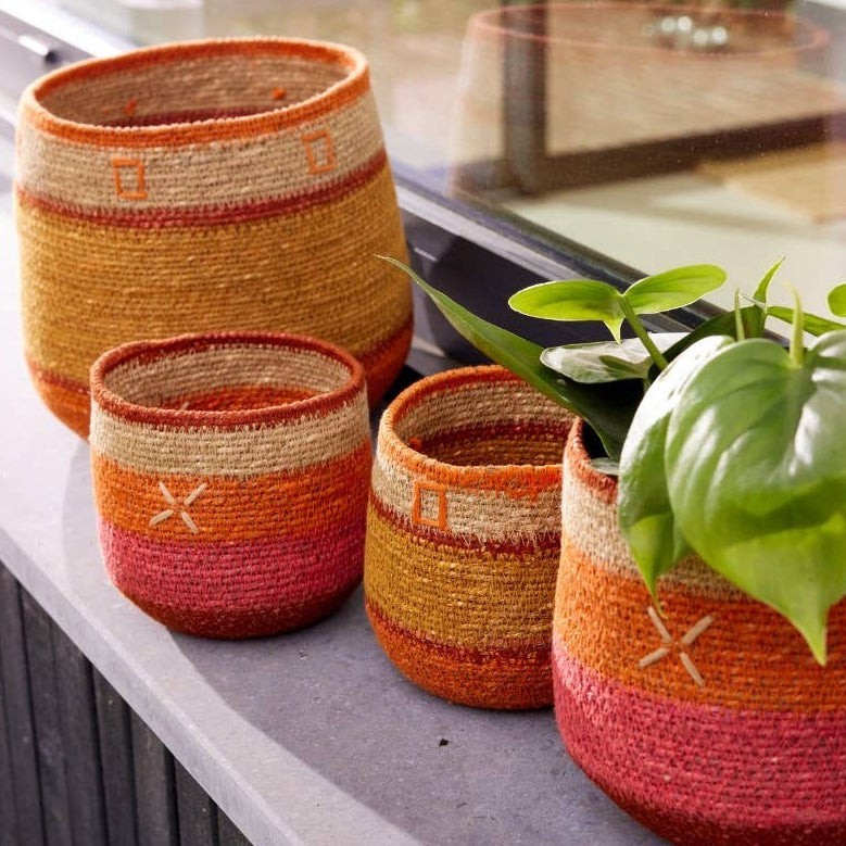 cesto boho in fibra vegetale varie misure