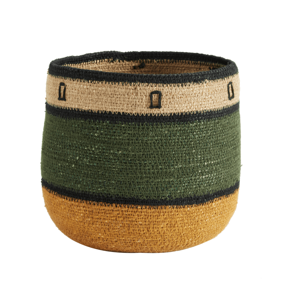 cesto in fibra vegetale verde