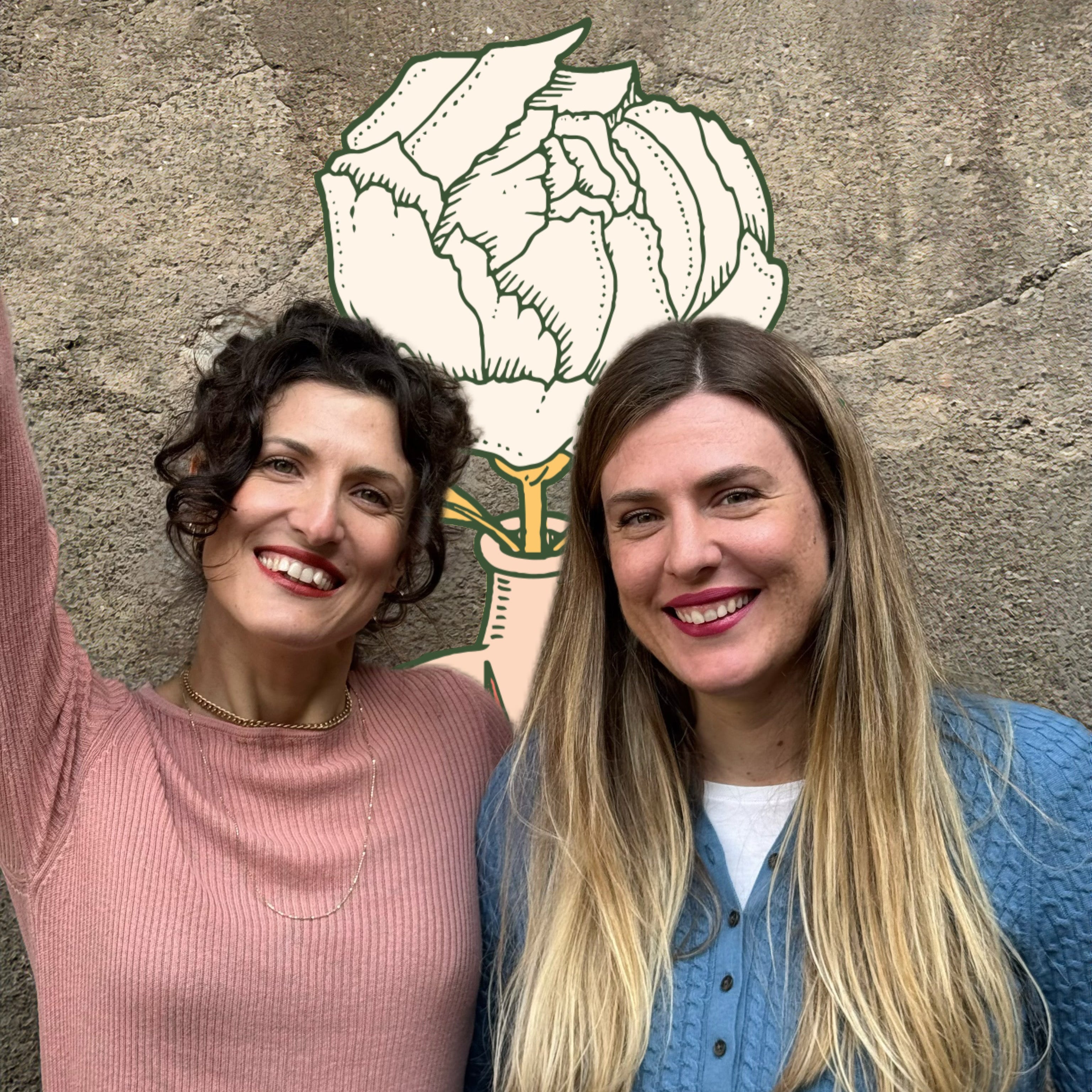 Giulia e Claudia vicino al logo de Le Garuda erboristeria olistica